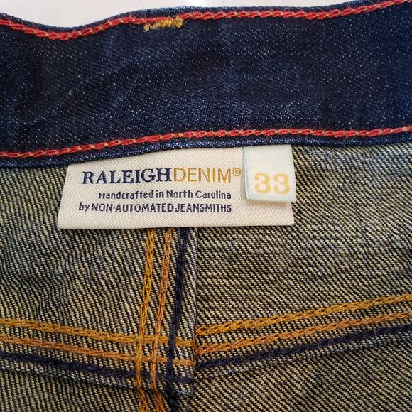 RALEIGH DENIM Jones Selvedge Dark Wash Jeans White Oak Men's 33 Handcrafted NC - Picture 2 of 15